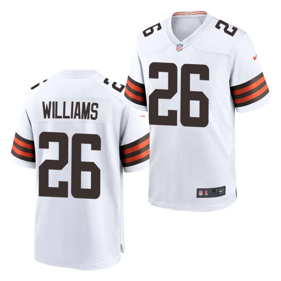 Men Cleveland Browns #26 Greedy Williams Nike White Game Player NFL Jersey